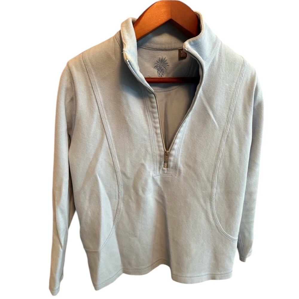 Tommy Bahama women’s L Aruba half zip sweater baby blue / light blue